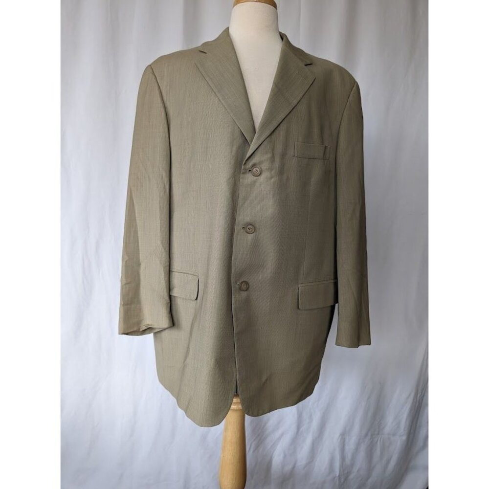 Men's Vito Rufolo Super 100 Suit Blazer Size 46 Regular Made in Italy Wool Beige